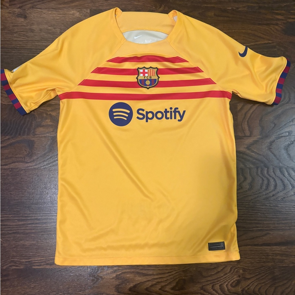 Nike blank Barcelona Gold Soccer Jersey (YXL FITS LIKE AN XS OR XXS